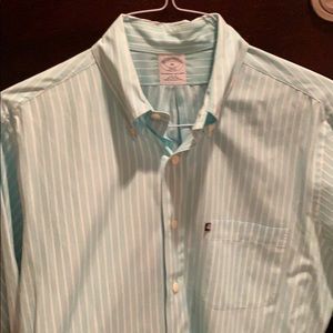 Brooks brothers teal striped button down